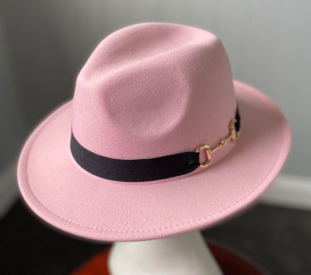 Pale Pink Panama Hat  Snaffle Bit Band - Small