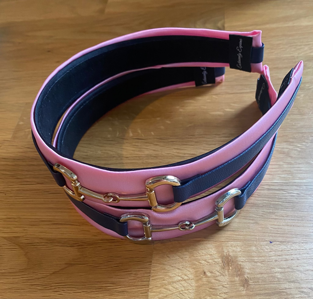 Pale Pink & Navy  Snaffle Bit Headband