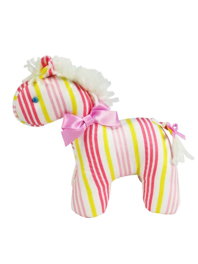 Peach Stripe Mini Horse Baby Rattle