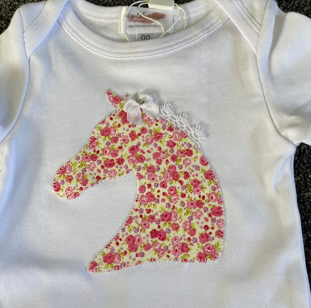 Pink Floral HorseHead Onesie