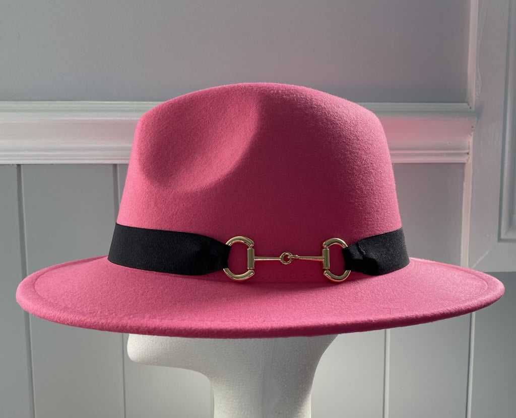 Pink Panama Hat  Snaffle Bit Band - Small