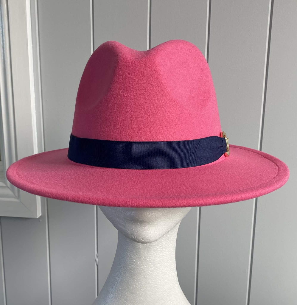 Pink Panama Hat  Snaffle Bit Band - Large