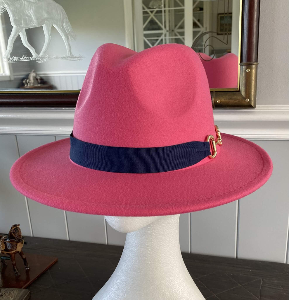 Pink Panama Hat  Snaffle Bit Band - Large