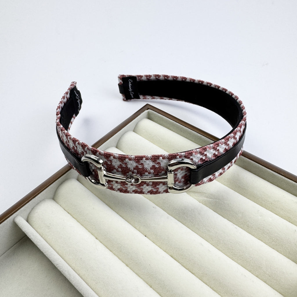 Pink Plaid Snaffle Bit Headband