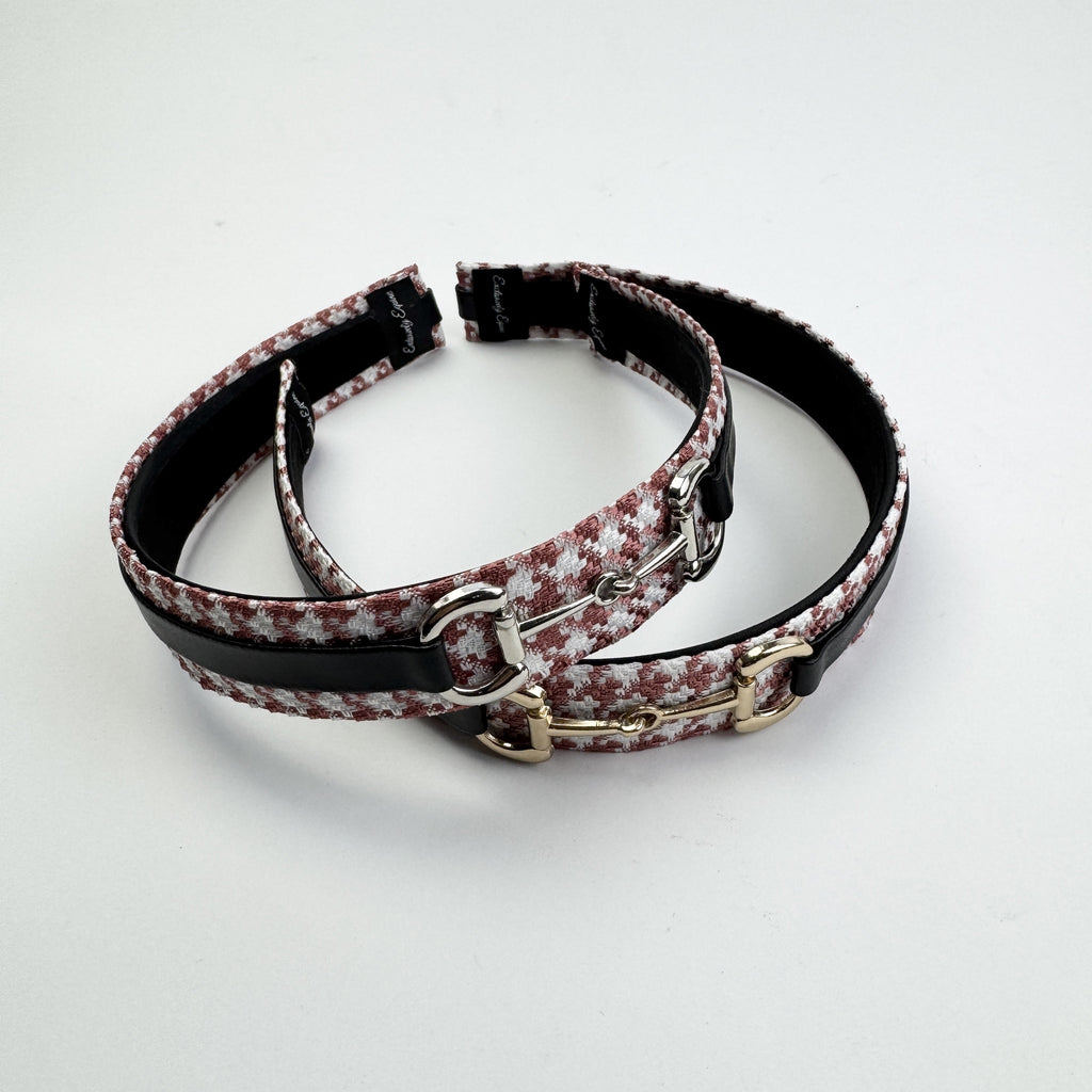 Pink Plaid Snaffle Bit Headband