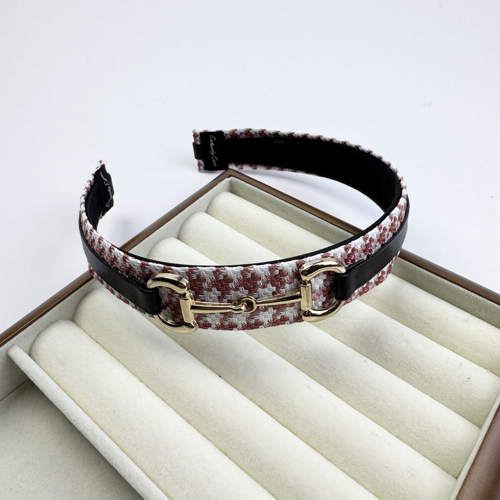 Pink Plaid Snaffle Bit Headband