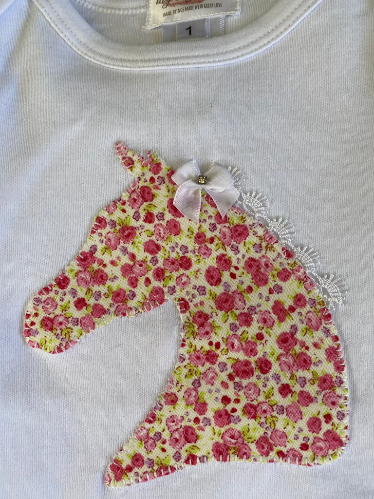 Pink Floral  HorseHead Onesie