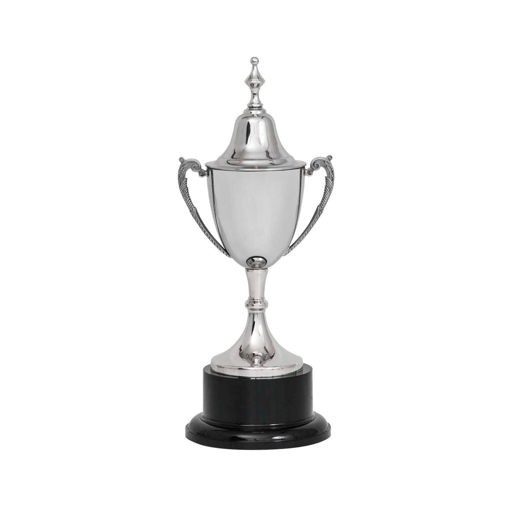 Polished Steel Trophy Cup with Base & Lid