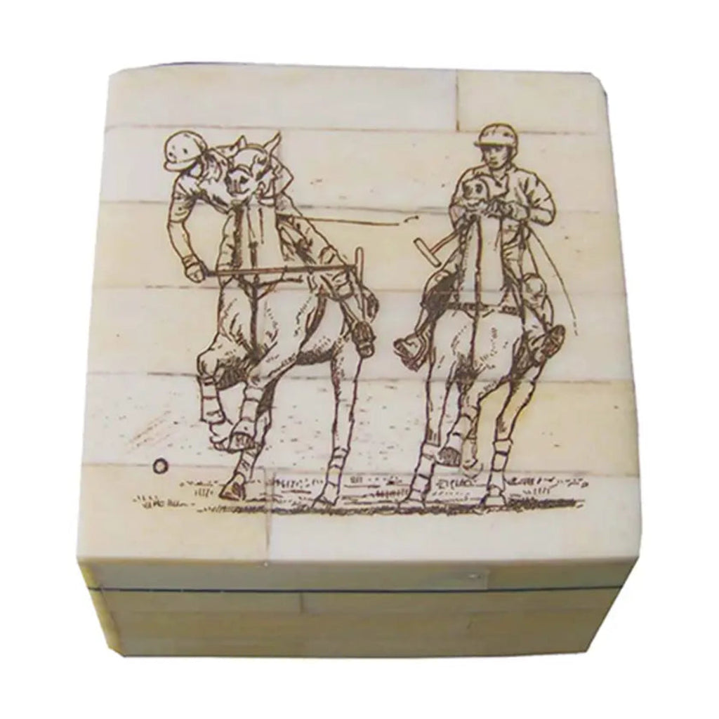 Polo Engraved White Bone Box