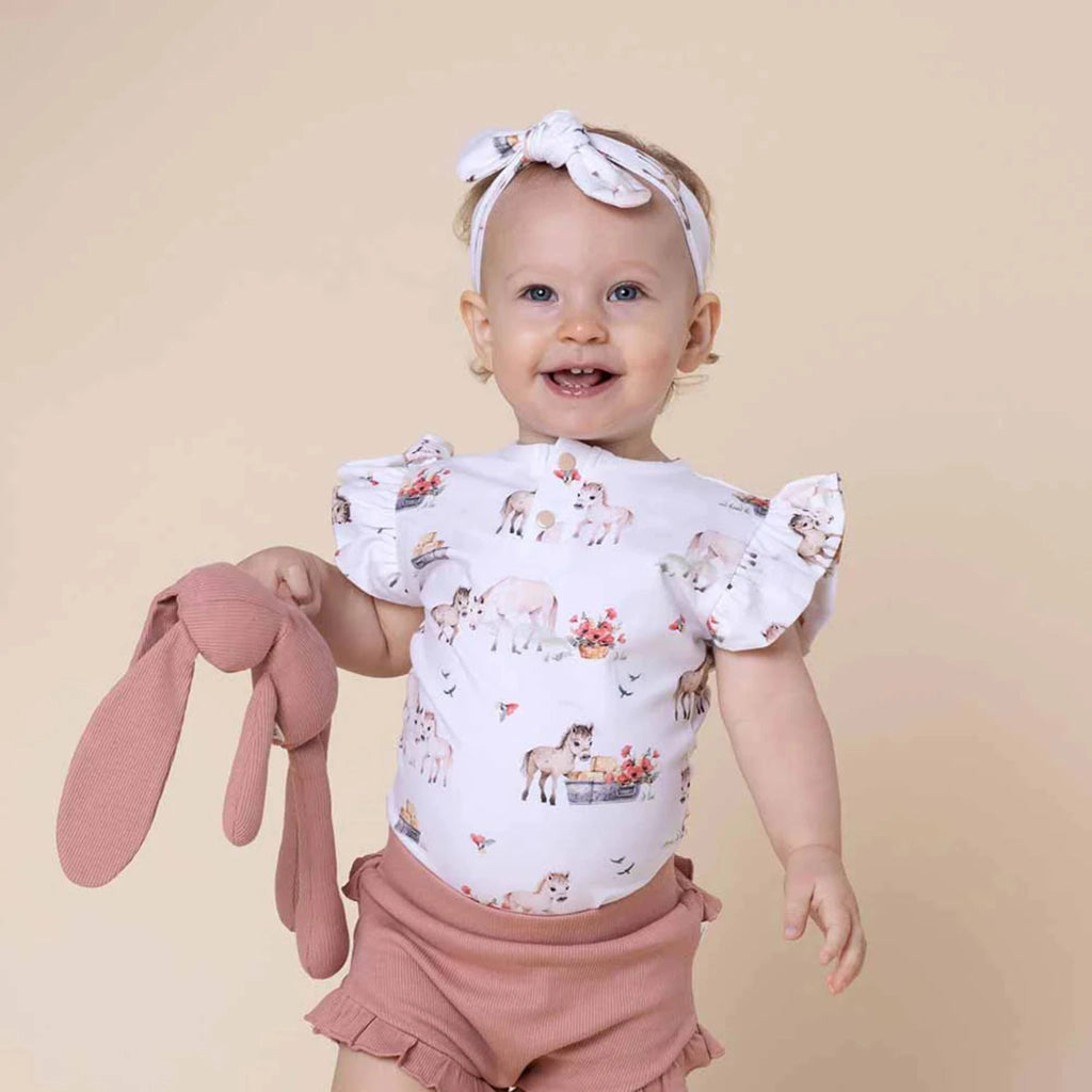 Pony Pals Short Sleeve Organic Bodysuit with Frill