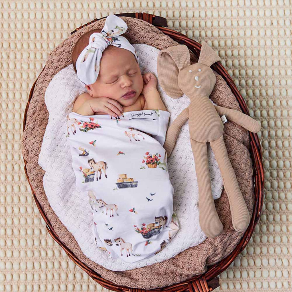 Pony Pals Organic Snuggle Swaddle & Topknot Set