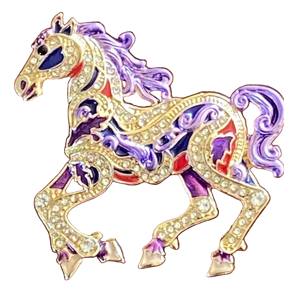 Purple Galloping Horse Brooch