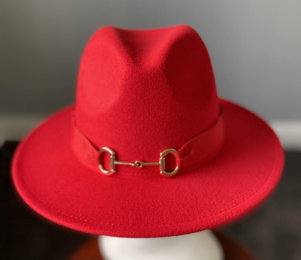 Red Panama Hat Snaffle Bit Band - Small