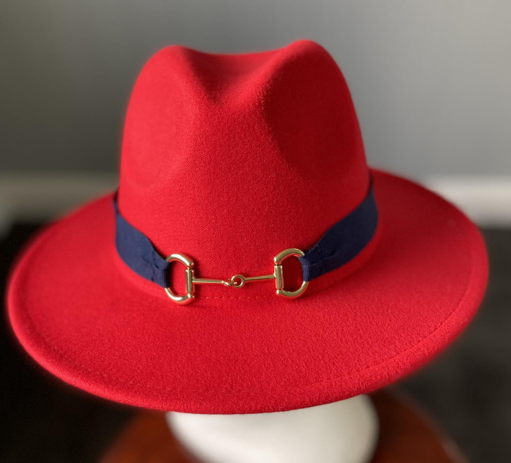 Red Panama Hat  Snaffle Bit Band - Large