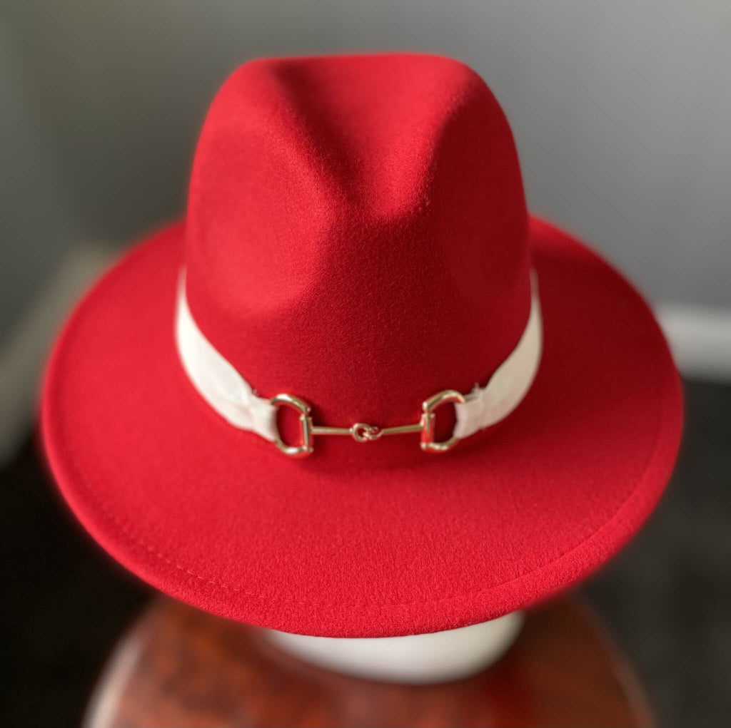 Red Panama Hat  Snaffle Bit Band - Large