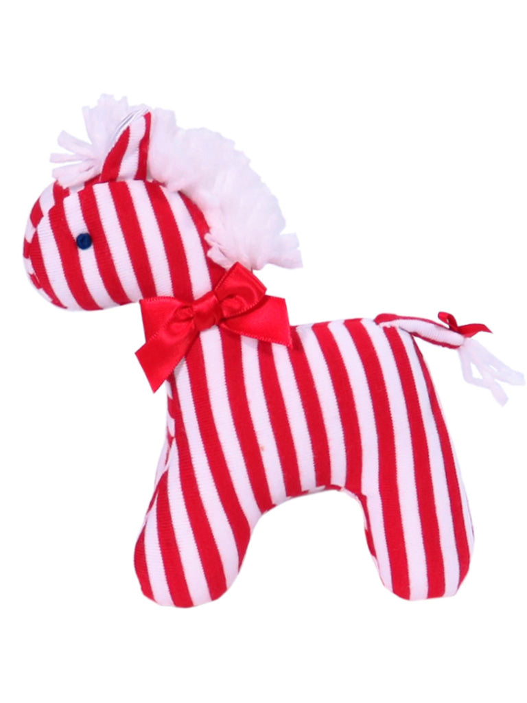 Red Stripe Mini Horse Baby Rattle