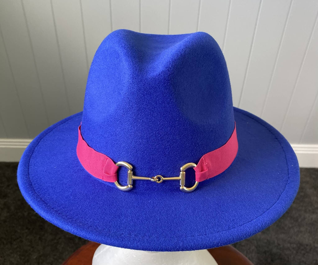 Royal Blue Panama Hat -Snaffle Bit Band - Large