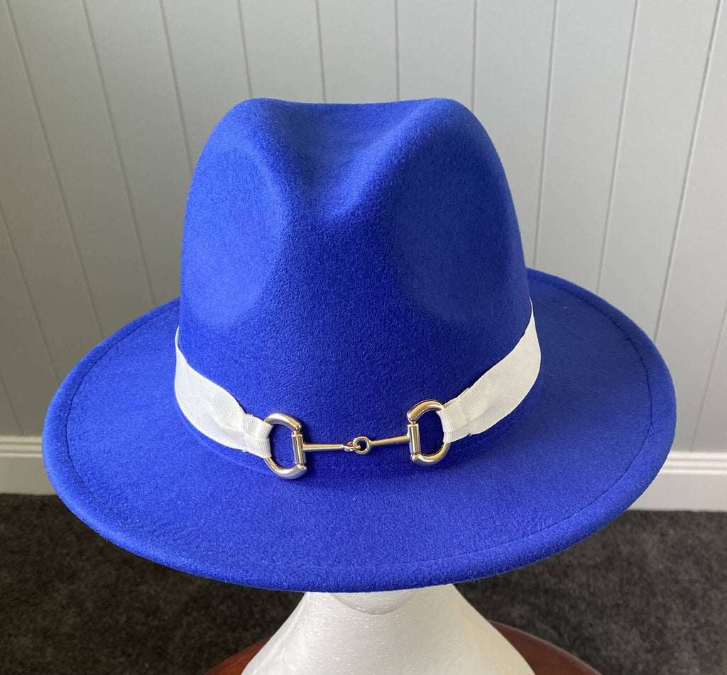 Royal Blue Panama Hat -Snaffle Bit Band - Large