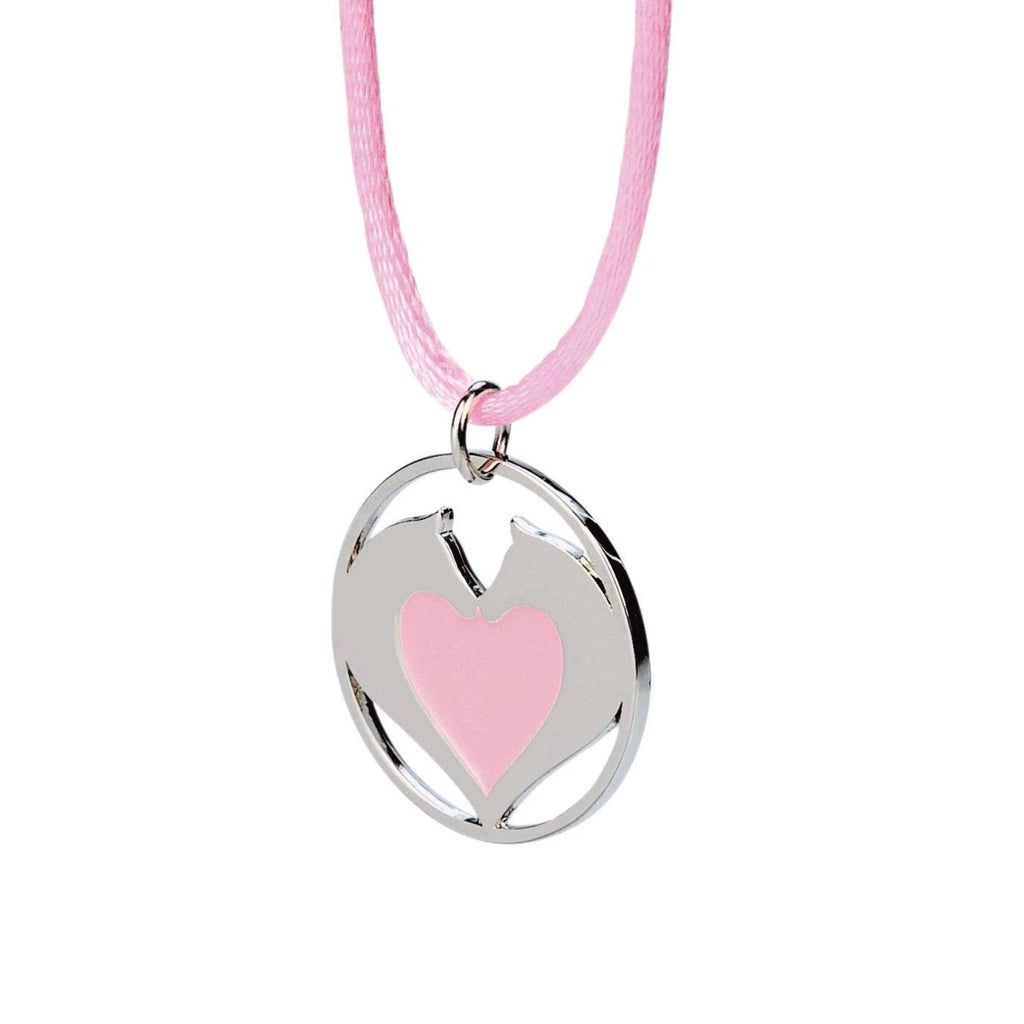 Satin Necklace Heart Horses  - Rose