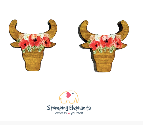 Floral Longhorn Earrings (XL)