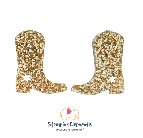 Gold Glitter Boots Earrings (XL)