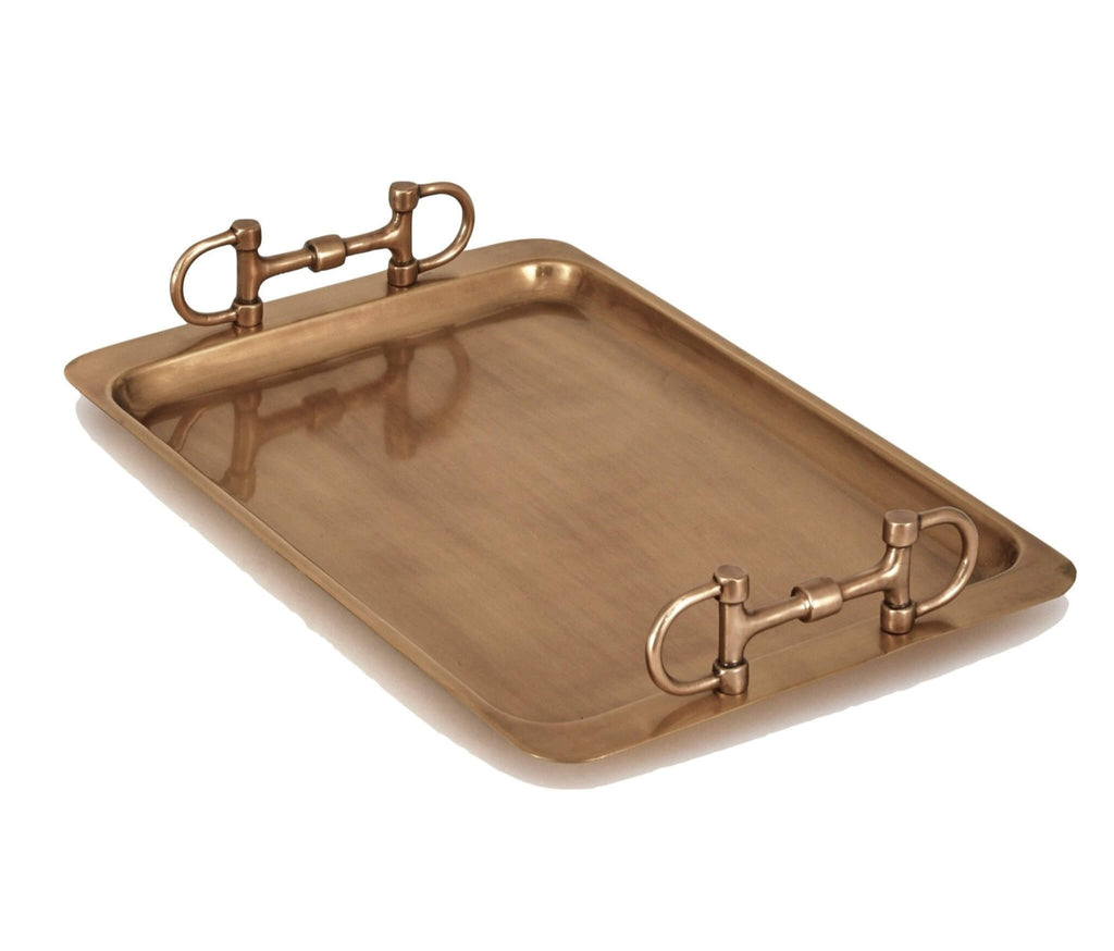 Snaffle Bit Square Tray - Antique Brass