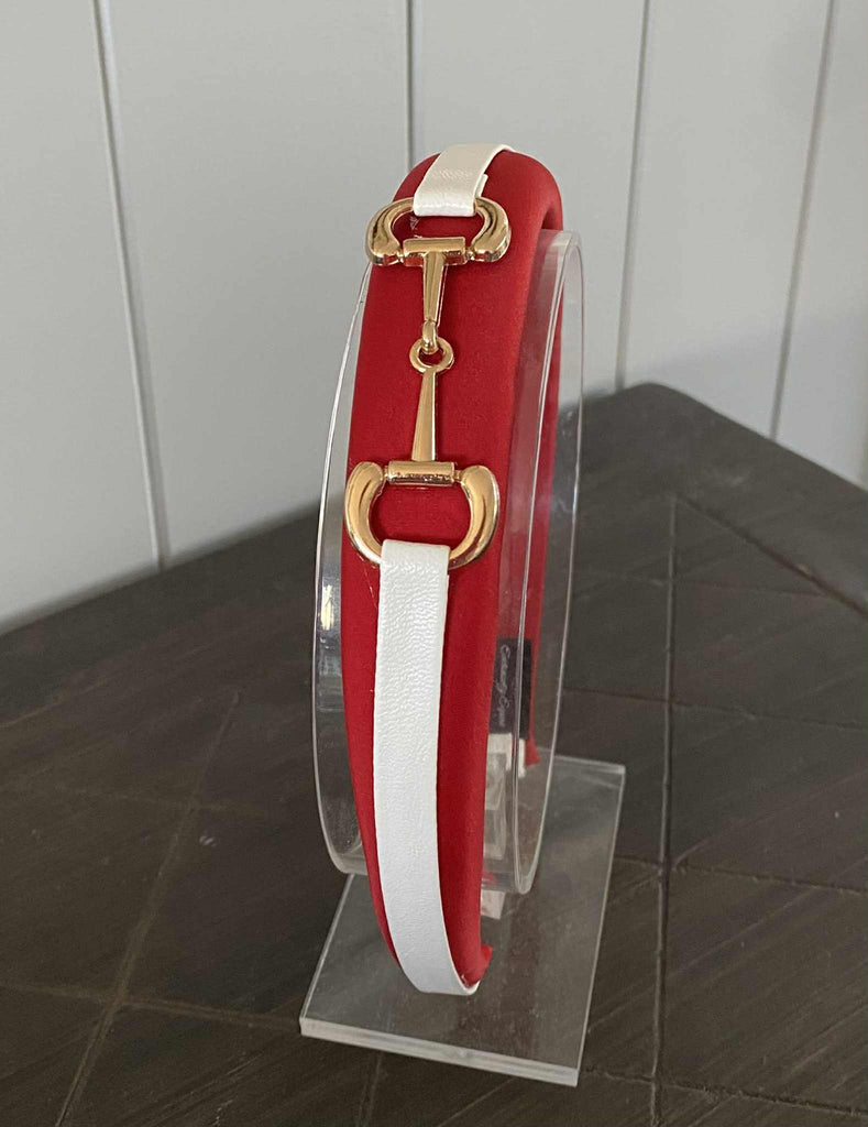 Snaffle Bit Padded Headband - Red & White