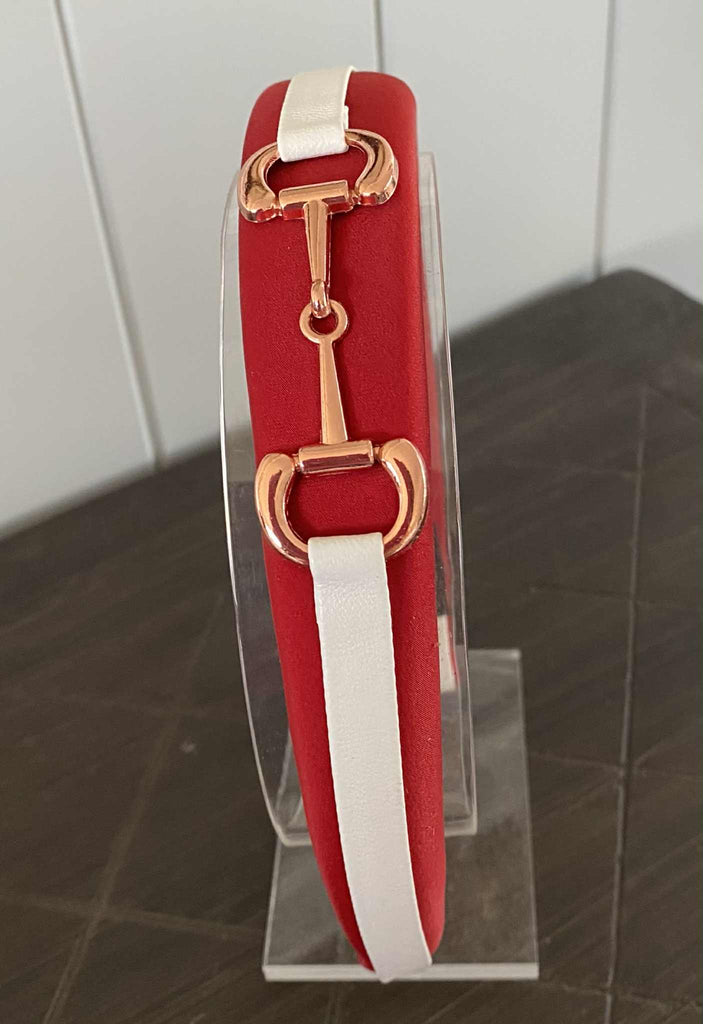 Snaffle Bit Padded Headband - Red & White