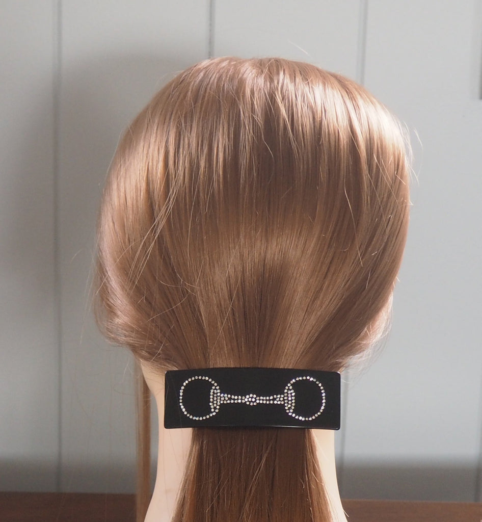 Snaffle Bit  Rhinestone Hair Clip - Black