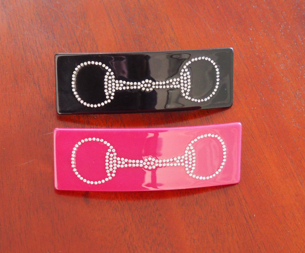 Snaffle Bit  Rhinestone Hair Clip - Black
