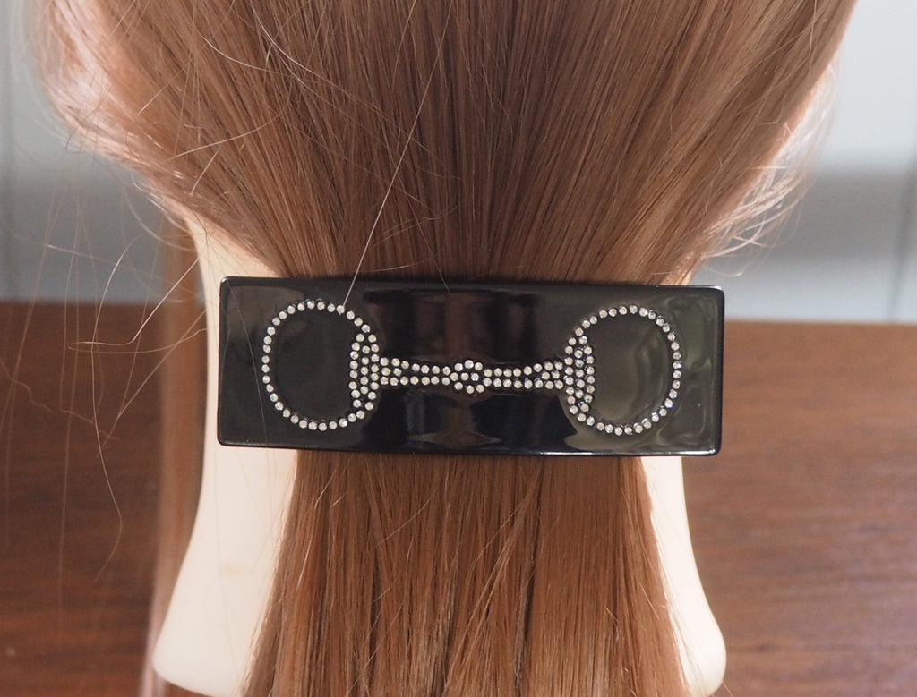 Snaffle Bit  Rhinestone Hair Clip - Black