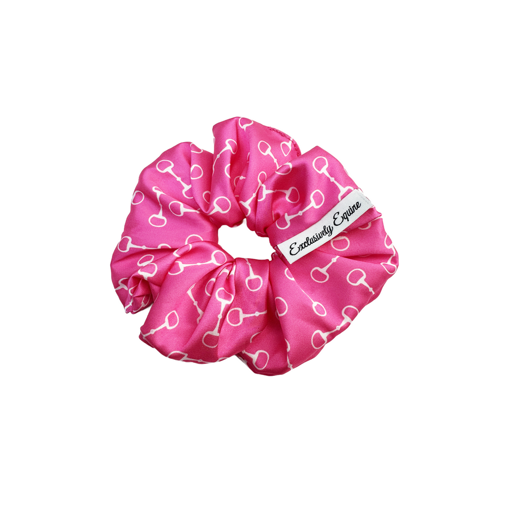 Snaffle Bit Scrunchie - Hot Pink & White
