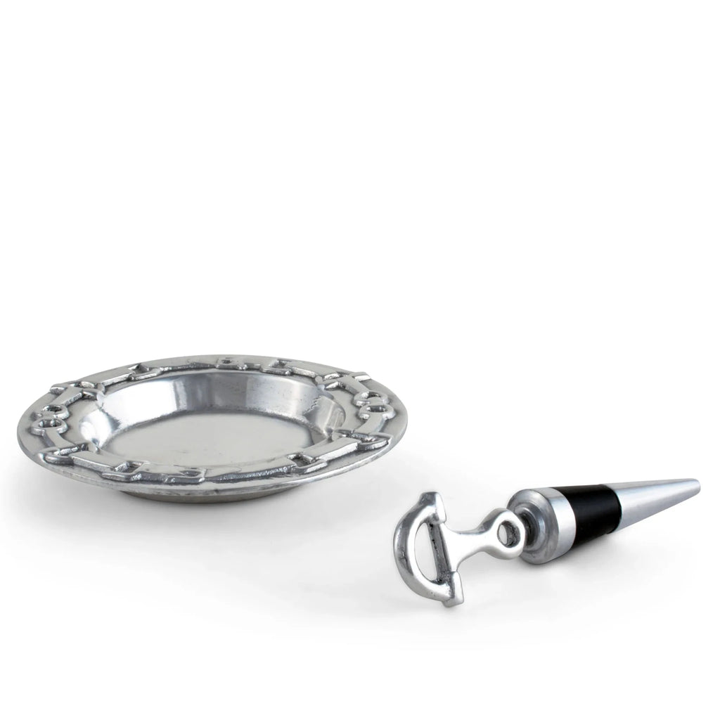 Snaffle Bit Wine Coaster and Bottle Stopper Set