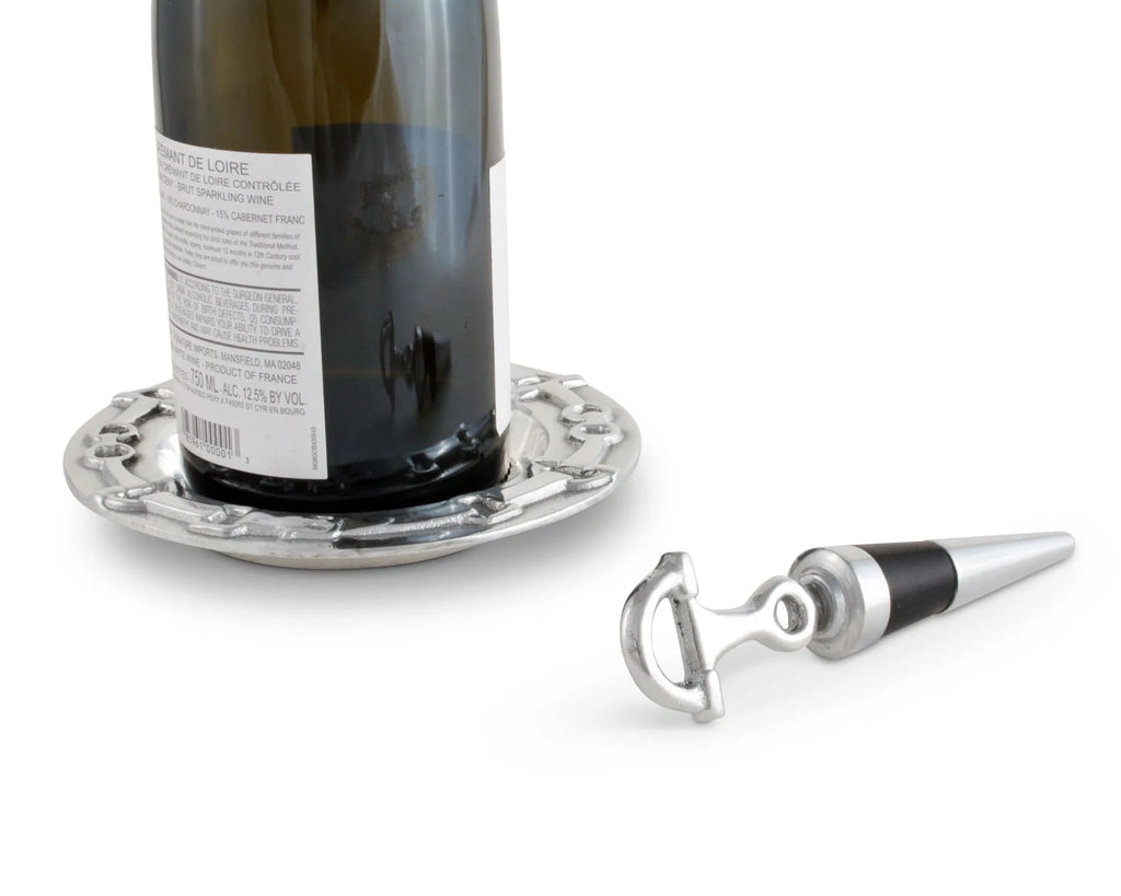 Snaffle Bit Wine Coaster and Bottle Stopper Set