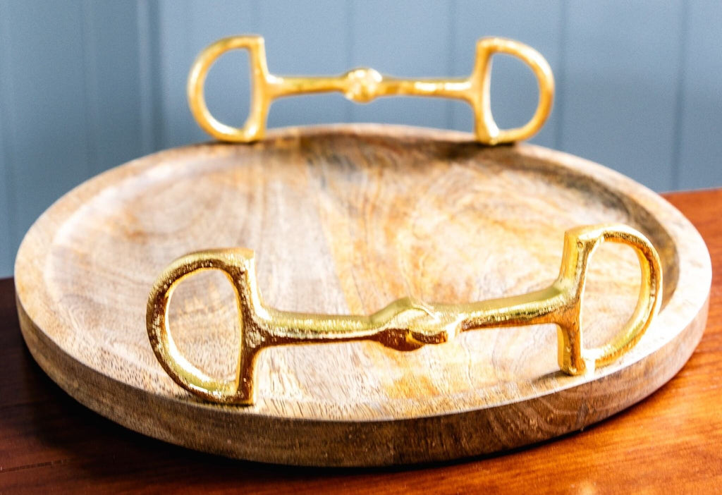 Round  Gold Snaffle  Wooden Tray