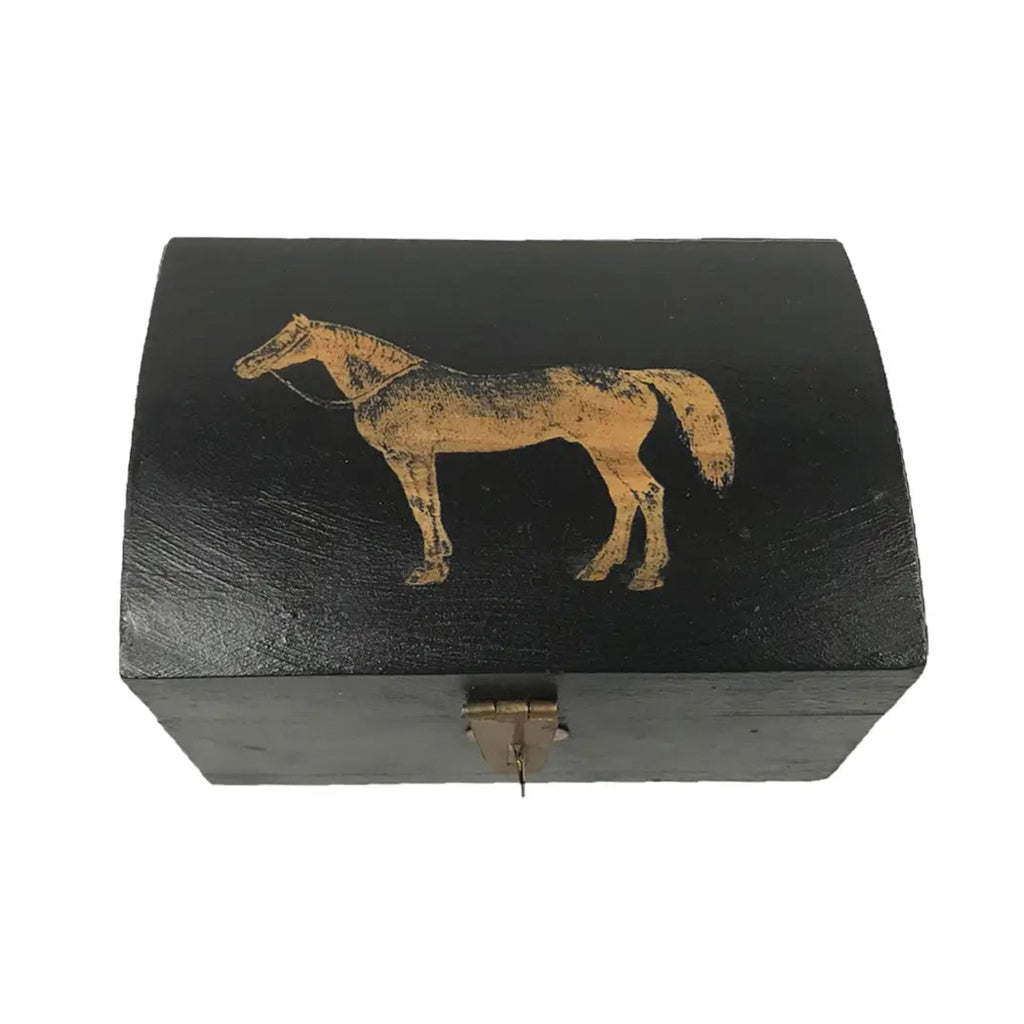 Standing Horse Antiqued Wood Box