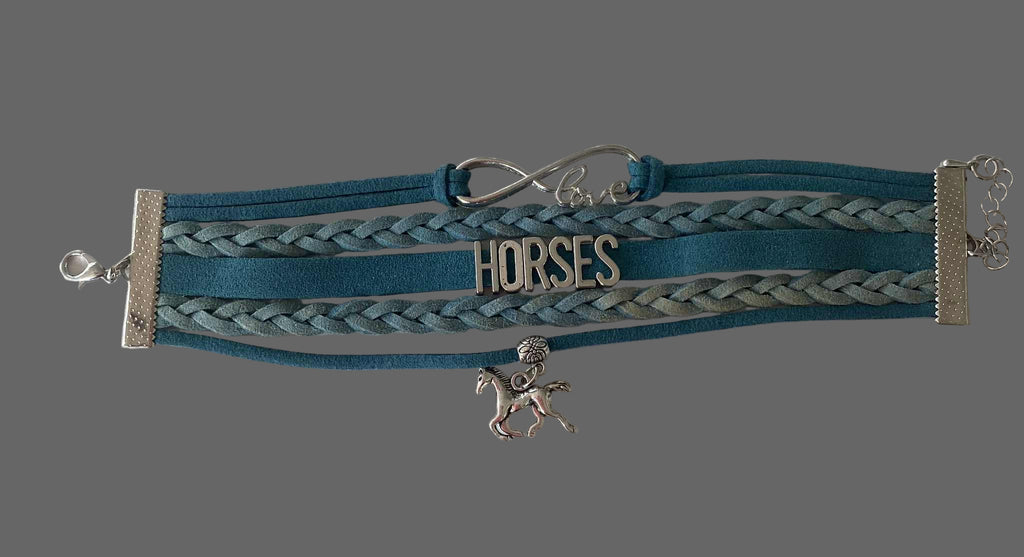 Teal Love Horses Bracelet