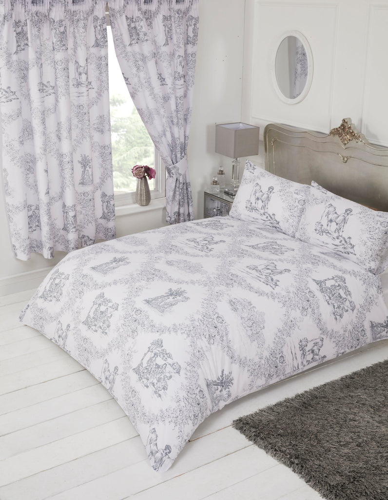 Toile De Jouy  Doona Set - Grey