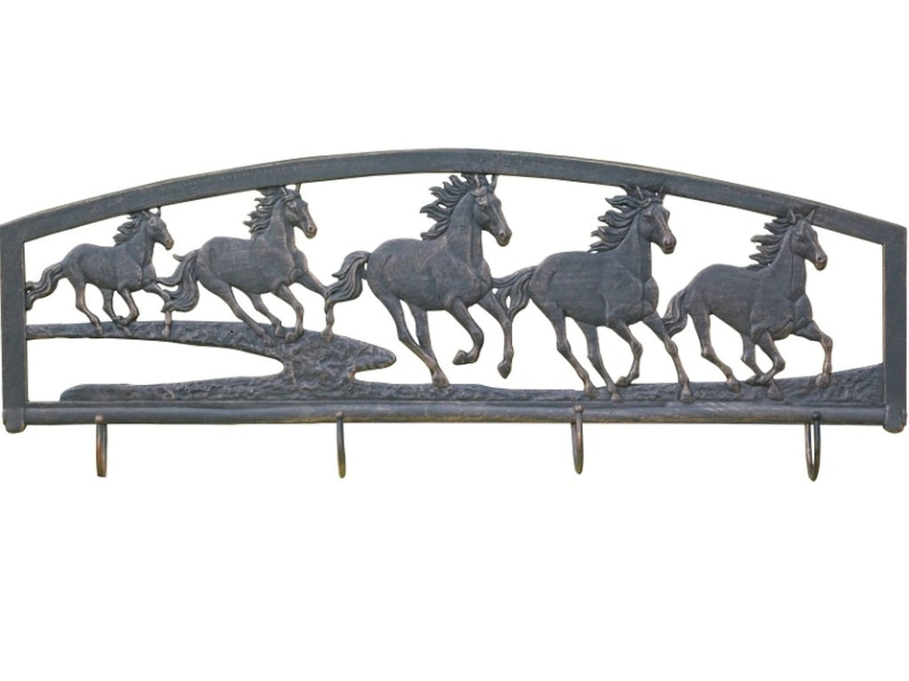 Running Horses Wall Art Coat Rack - Large