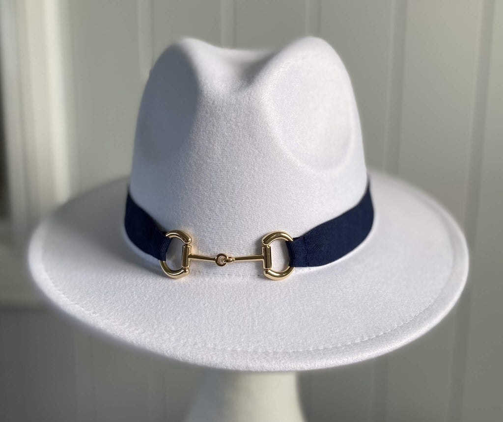 White Panama Hat - Snaffle Bit Band