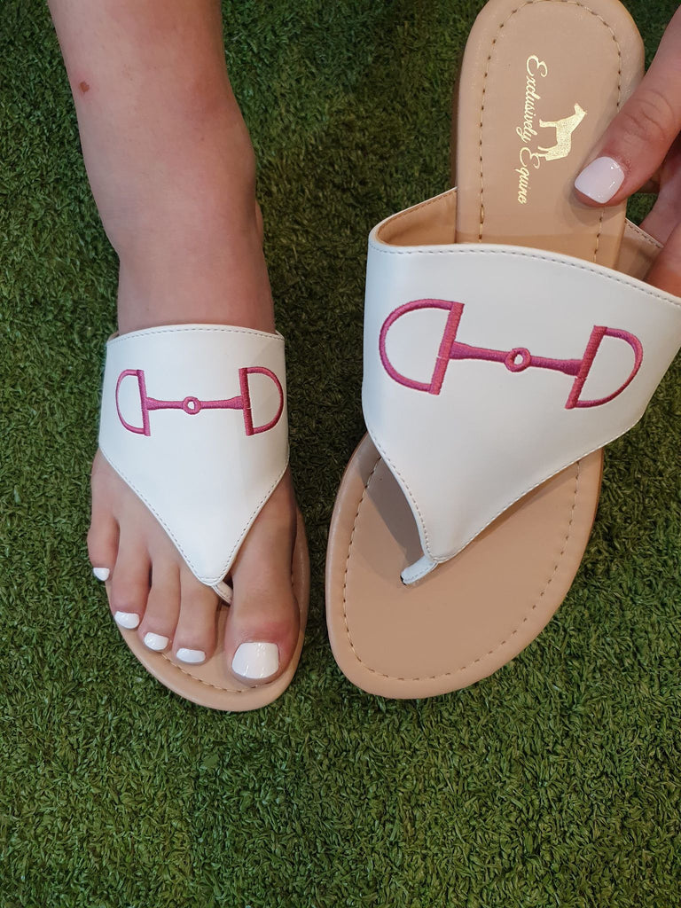 White with Pink Snaffle Flip Flop
