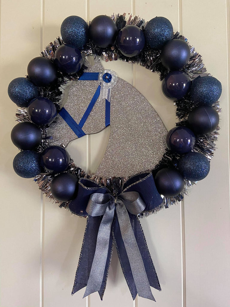 Navy Blue Xmas Horse Head Wreath