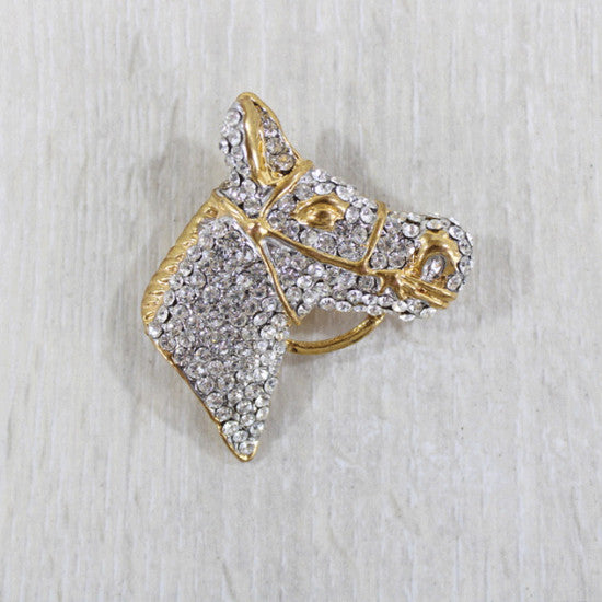 Crystal Horse Head Brooch