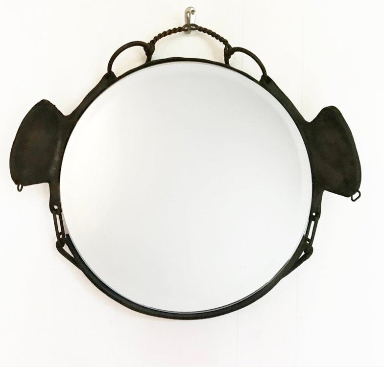 Vintage Leather Draft Blinder Mirror