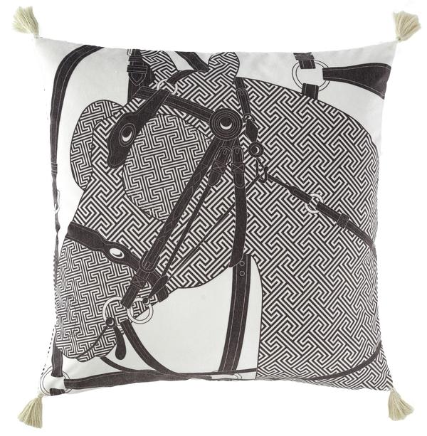 Heritage Luxe Black Washed Carriage Horse  Cushion