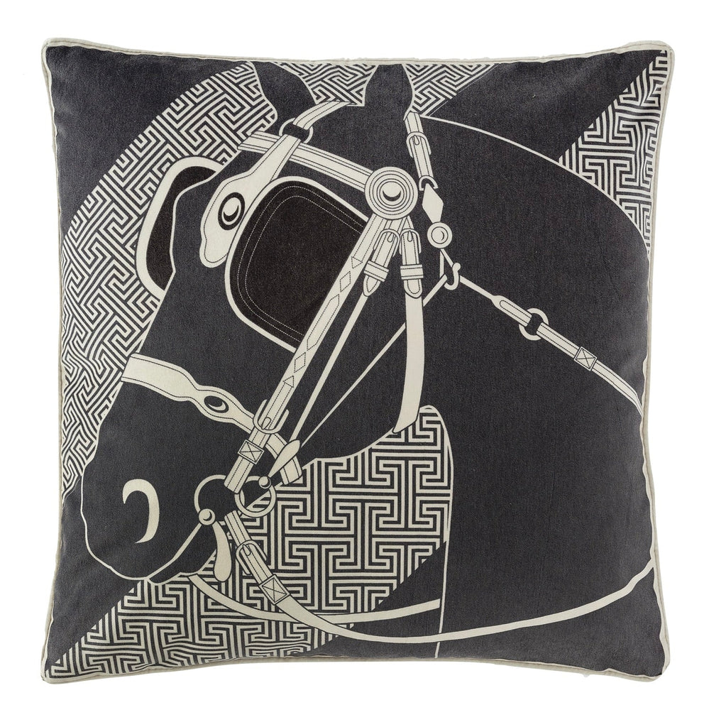 Heritage Luxe Black Carriage Horse  Cushion