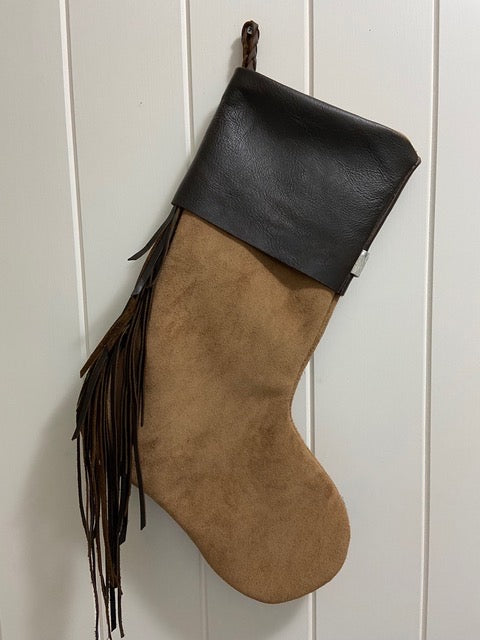 Leather Xmas Stocking - Floral Buckle & Cow Hide