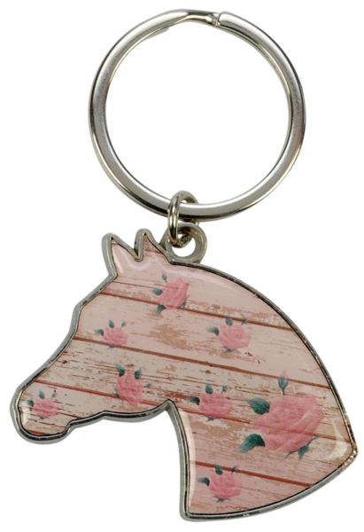 Horse Head with Roses Key Chain