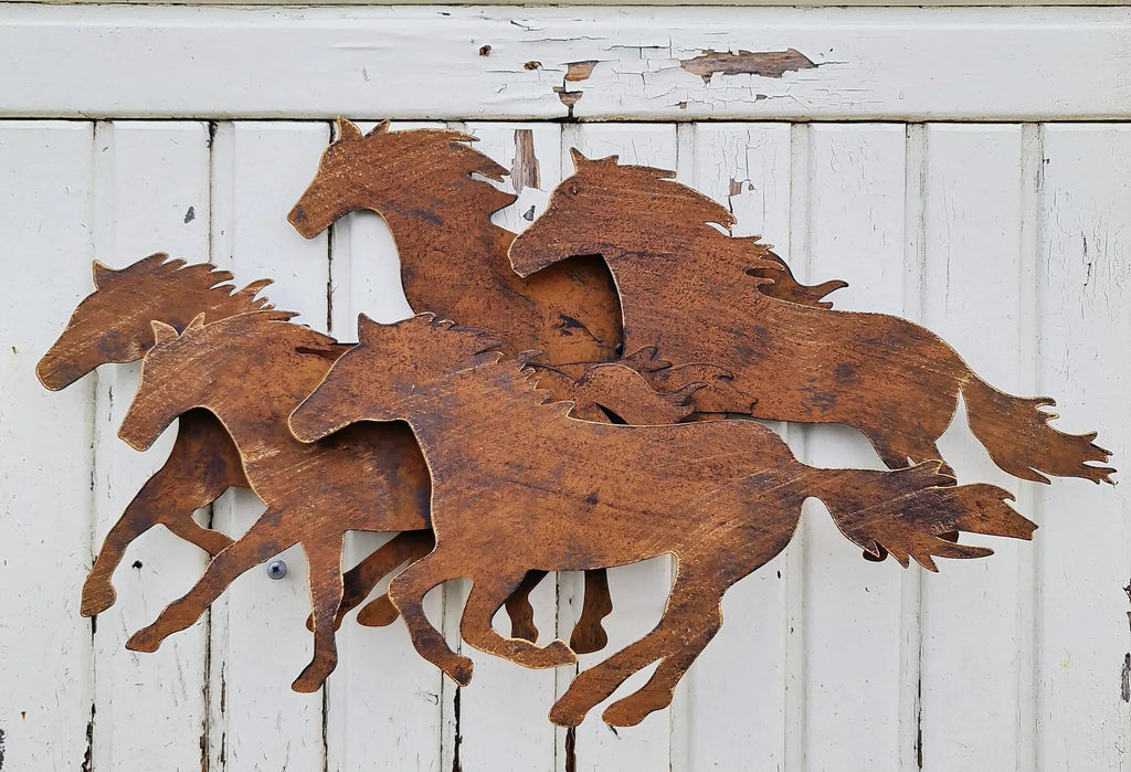3D Cantering Horses Wall Art