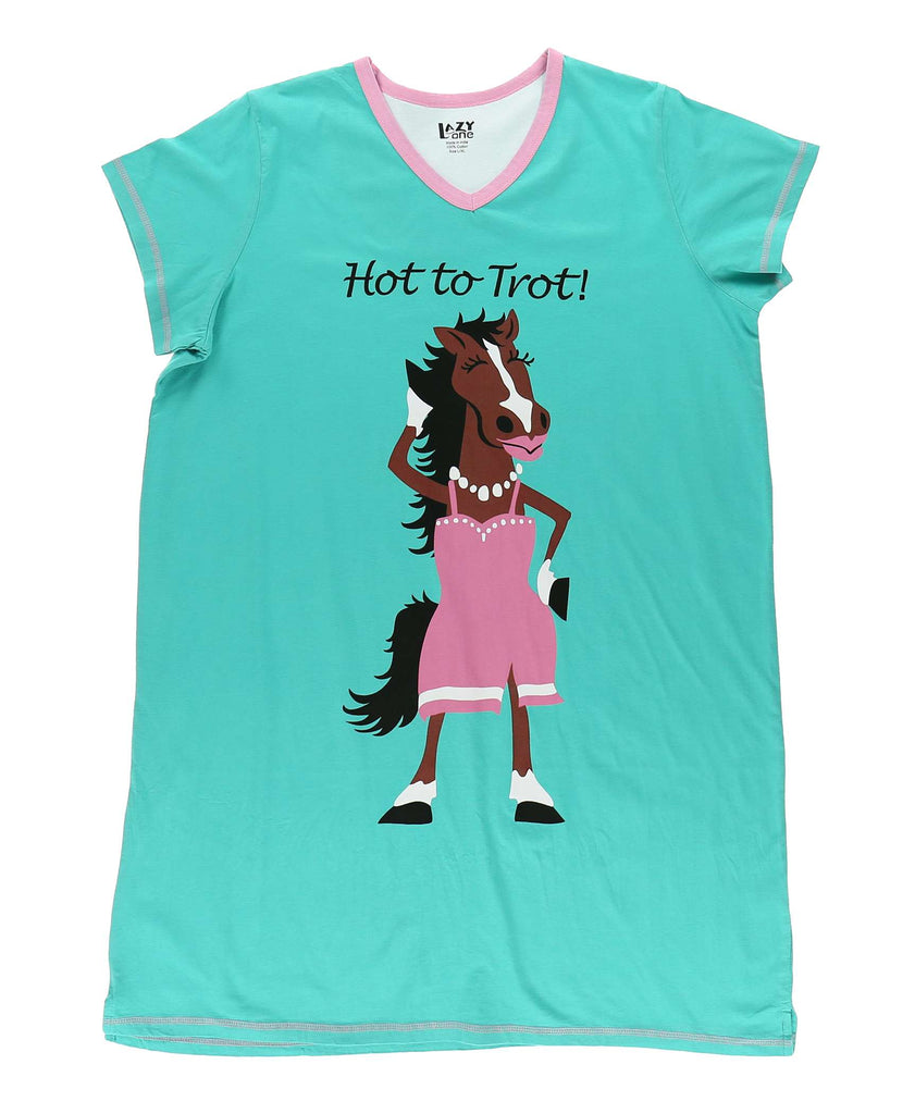 Hot to Trot Women's Horse V-neck Nightshirt